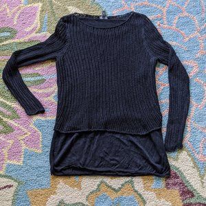 Eileen Fisher Linen Sweater Mesh Overlay